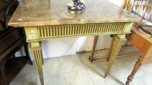 A pair of marble topped console tables