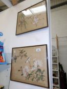 2 framed and glazed Oriental bird paintings