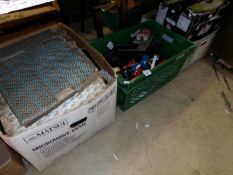 4 boxes of Scalextric track, buildings,