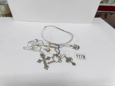 7 various silver necklaces, approx.