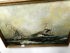 A marine oil painting signed David Pearce '74