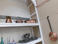 A quantity of copper and brass ware including kettle etc.