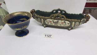 A circa 1890 Gerbing & Stephan majolica posy holder and a Carlton ware dish