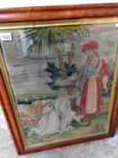 A framed and glazed 19th century tapestry