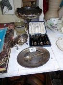A mixed lot of silver plate etc including cased berry spoons,