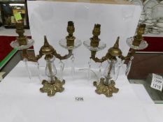 A pair of candelabra style table lamps (need re-wiring)