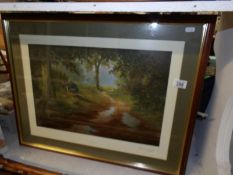 A framed and glazed limited edition print entitled 'Poacher' and signed David Waller