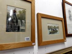 A pair of early framed and glazed engravings of angling scenes