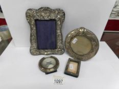 4 old silver photo frames