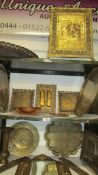 A good mixed lot of brass and copper trays etc
