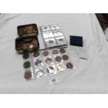 A silver proof 1993 Turks and Cacos coronation crown and a mixed lot of pre-decimal UK coins