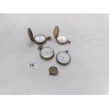 2 full hunter pocket watches, 2 others and a watch head