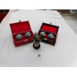 2 boxed pairs of oriental 'Worry' balls and a miniature globe
