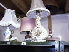 A part shelf of table lamps