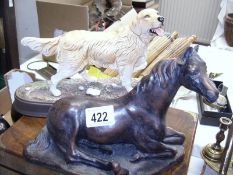 A horse figure and a labrador dog a/f