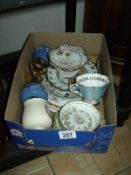 A box of old china