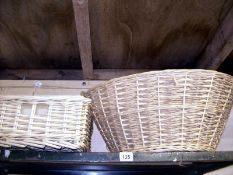 A shelf of wicker ware