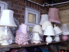 A large quantity of lamps and lamp shades