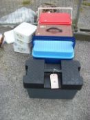 A quantity of boxes including tool & picnic etc