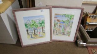 A pair of framed and glazed watercolours