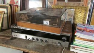 A Phillips record player and a Sony stereo music system