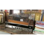 A Phillips record player and a Sony stereo music system