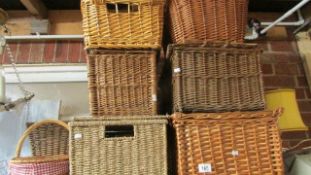 6 large wicker boxes and other basket ware