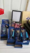 5 boxed Derwent crystal engraved glasses and 2 others