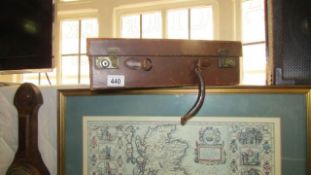 A vintage leather suitcase, handle a/f