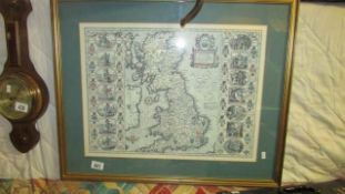 A framed and glazed map