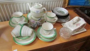 A mixed lot of china including cheese dish