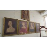 7 portrait prints being Henry VIII and his 6 wives