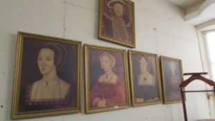 7 portrait prints being Henry VIII and his 6 wives