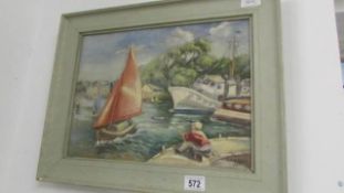 An oil on canvas river scene signed E M Staples 1961