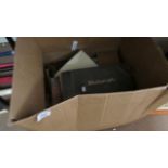 A box of photo albums