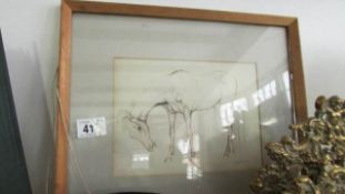 A framed and glazed horse study