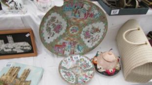 3 Oriental plates etc, some a/f