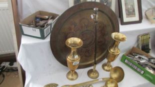 A mixed lot of brassware including oriental