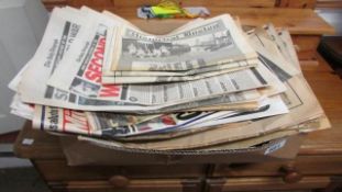 A box of old newspapers