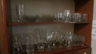 2 shelves of glass ware