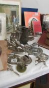 A mixed lot of metalware including animal figures