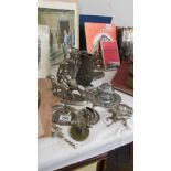 A mixed lot of metalware including animal figures