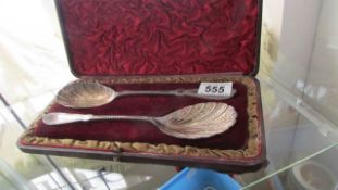 A cased pair of 19th century spoons