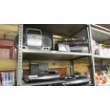 2 shelves of miscellaneous video recorders, radios etc