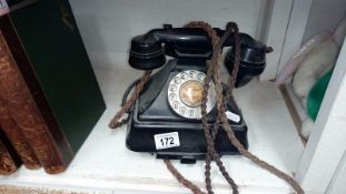 An old black telephone,