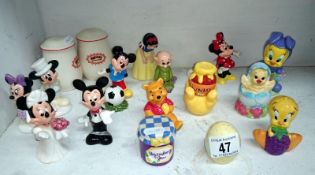 A collection of Disney salt & pepper pots