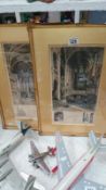 2 prints of church interiors