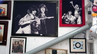 3 framed & glazed items including Rolling Stones concert photo's by Steve Emberton &