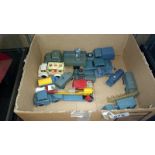 A box of mixed diecast and plastic inc. Corgi and Tri-ang etc.