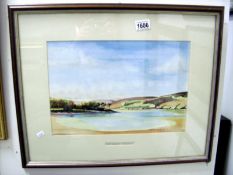 Framed and glazed watercolour 'River Mawddach Penmaen pool' signed M.